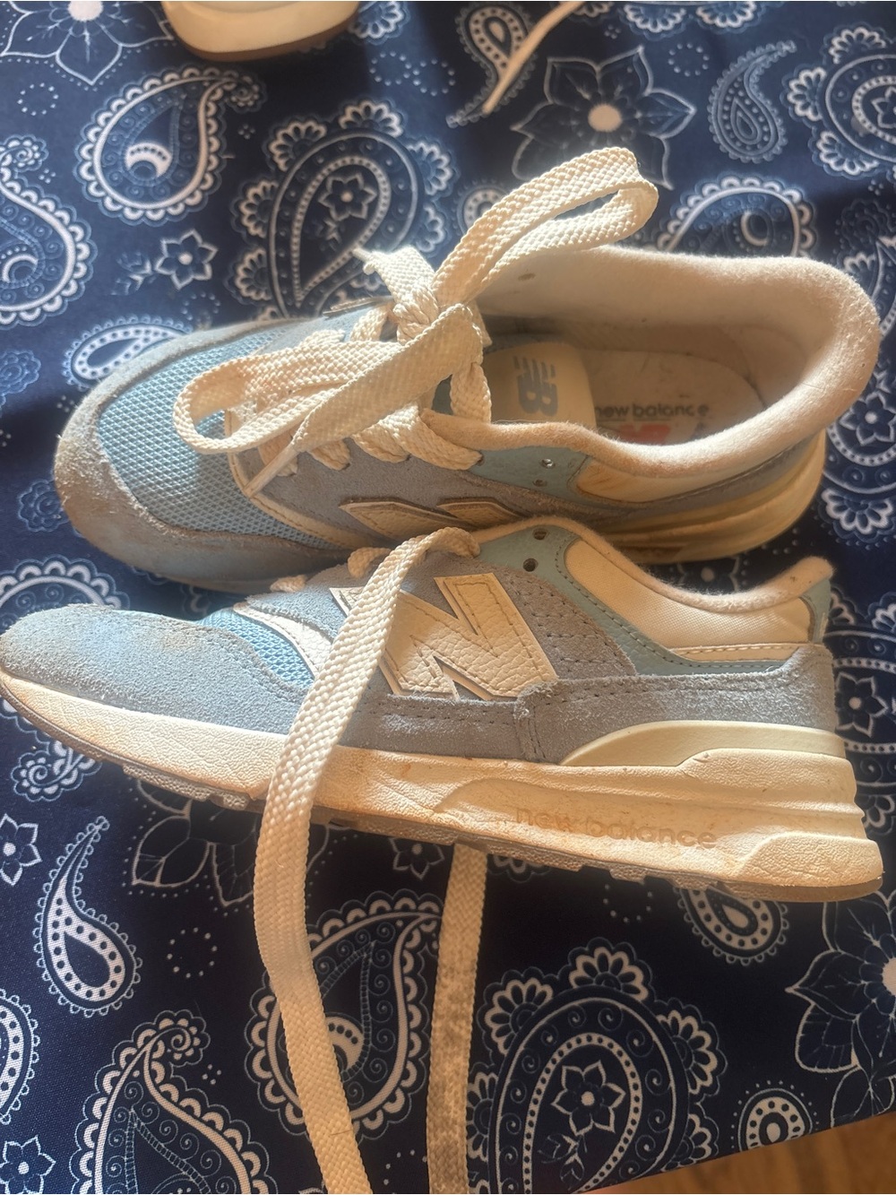 New Balance Kids Blue and White Lace-Up Sneakers